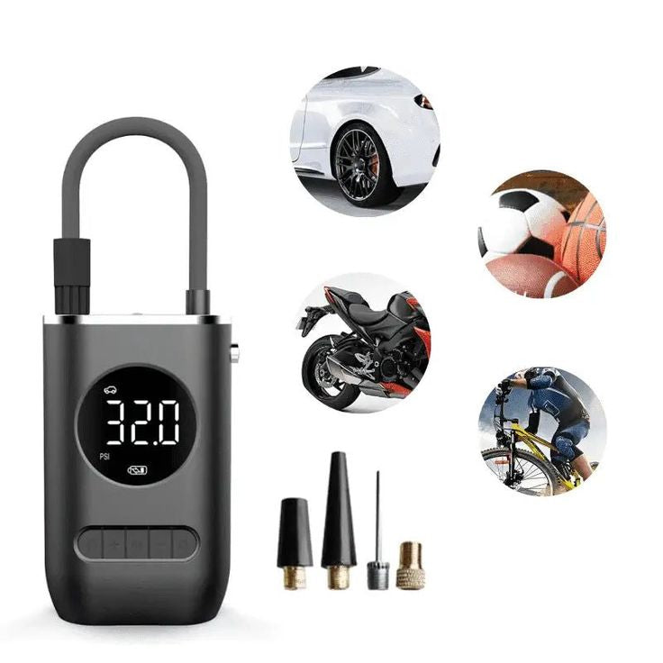 Mini Compressor de Ar Portátil Recarregável Digital USB com Calibrador de Pneus