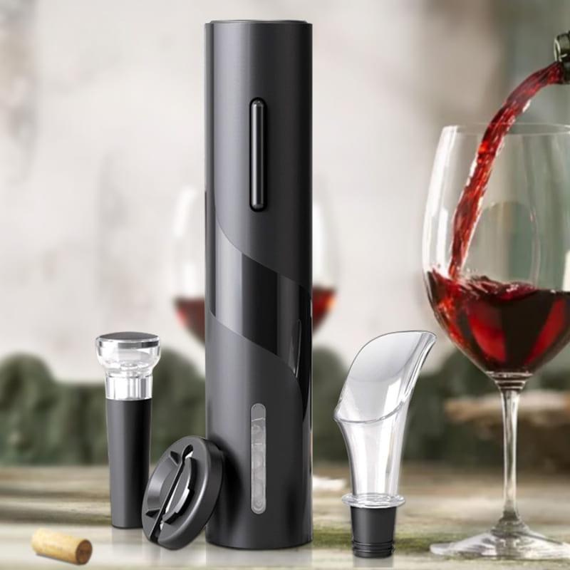 Abridor de Vinho Elétrico Recarregável com Acessórios - Kit Completo para Vinho