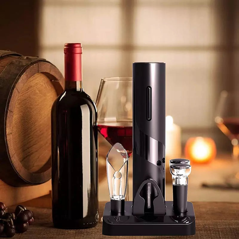 Abridor de Vinho Elétrico Recarregável com Acessórios - Kit Completo para Vinho