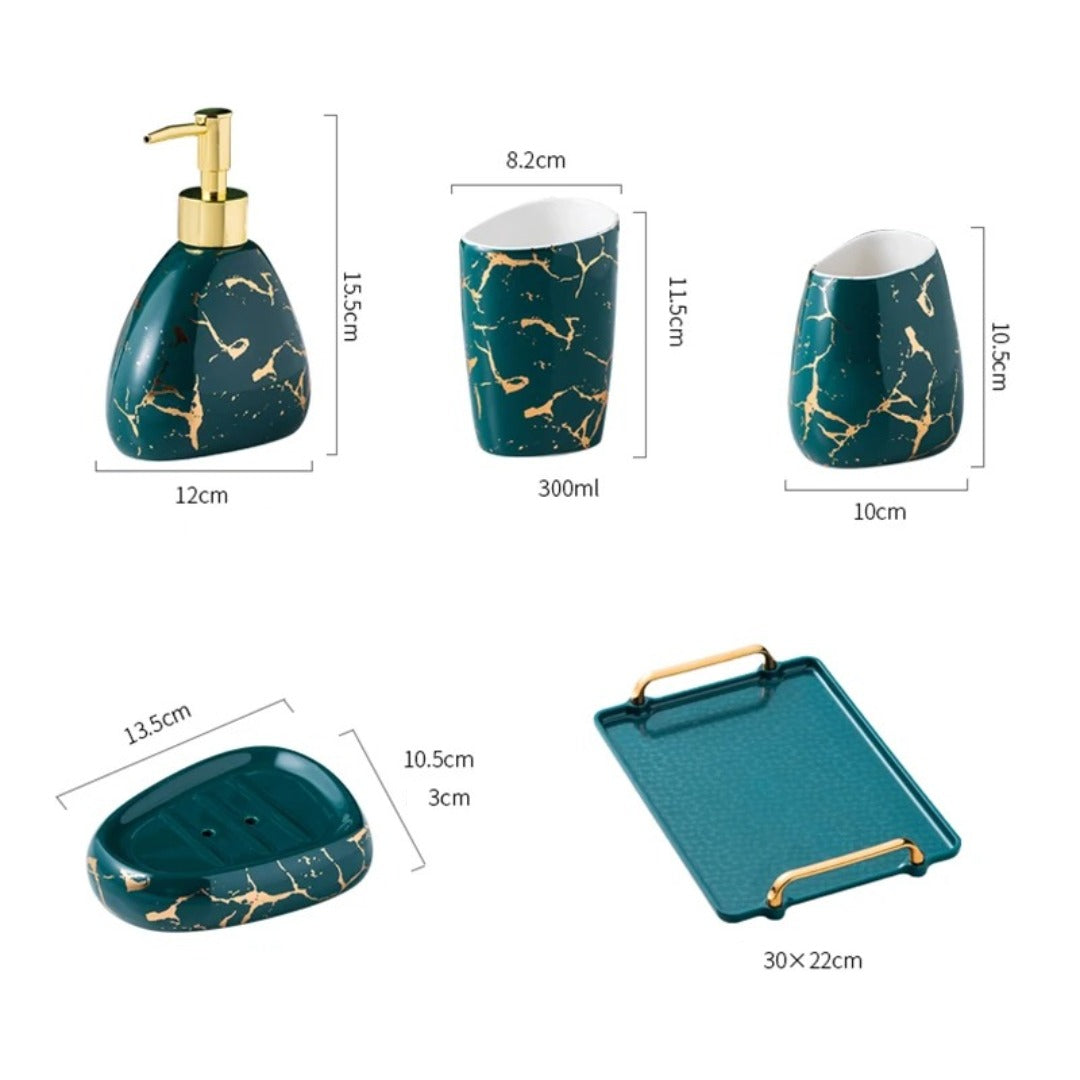 Acessórios de Banheiro Marmorizado Nórdico - 3 Cores Disponíveis