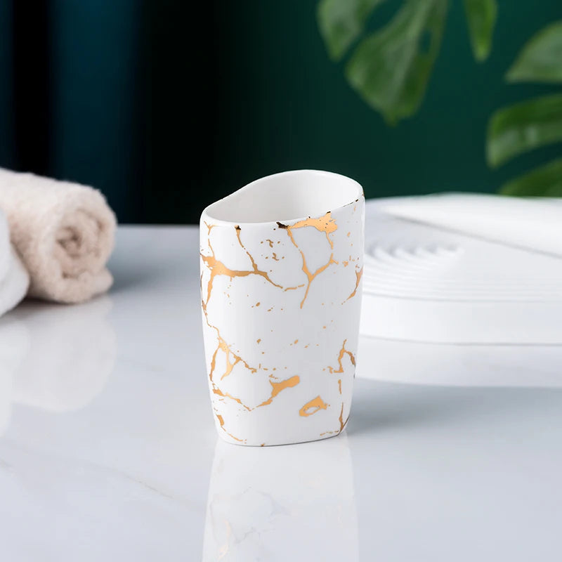 Acessórios de Banheiro Marmorizado Nórdico - 3 Cores Disponíveis