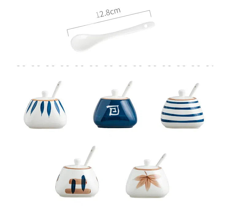 Açucareiro de Cerâmica Pintado à Mão com Estilo Oriental