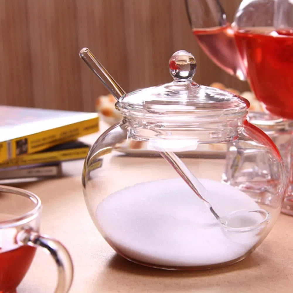 Açucareiro de Porcelana com Tampa - Organizador para Açúcar e Condimentos