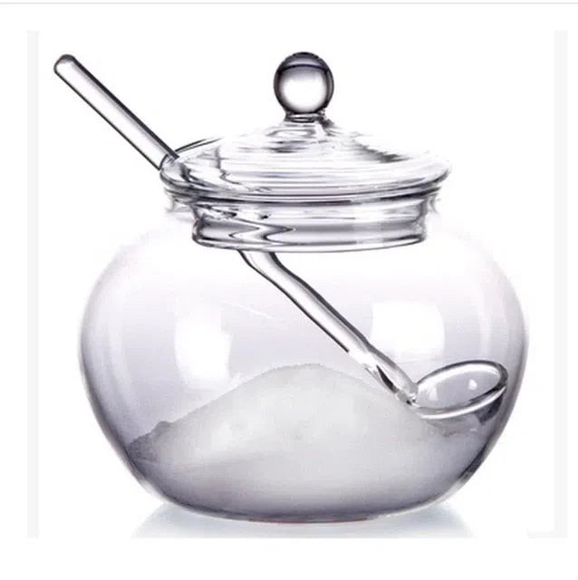 Açucareiro de Porcelana com Tampa - Organizador para Açúcar e Condimentos