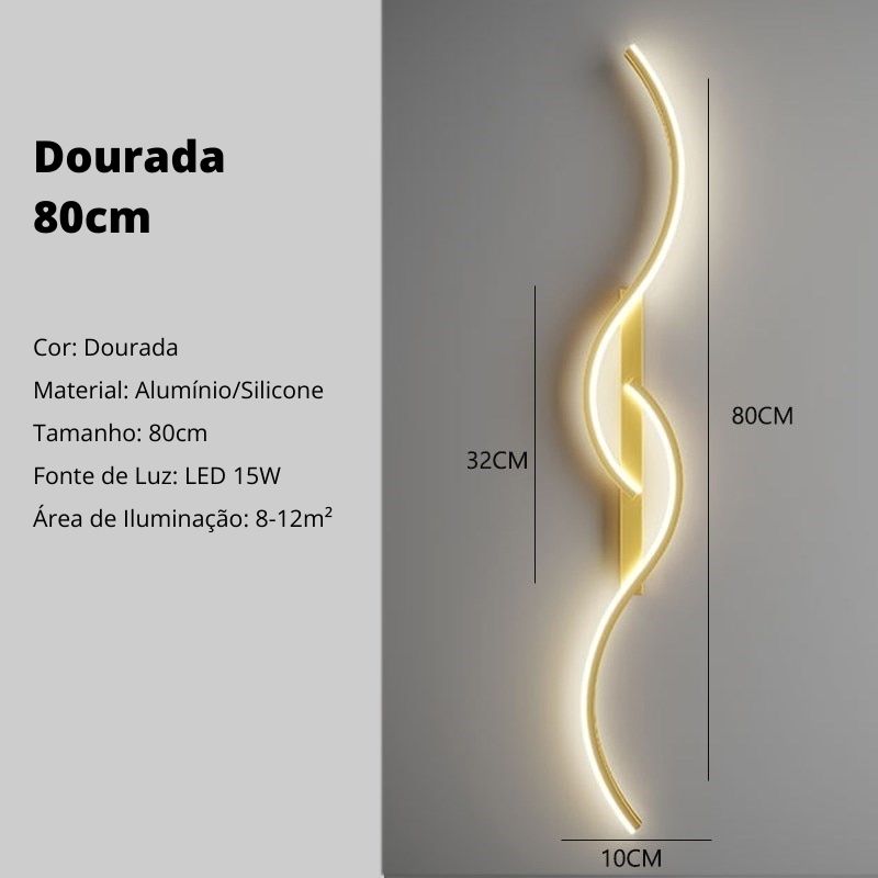 Arandela de Parede Interna com Design Onda Dupla para Iluminação Decorativa