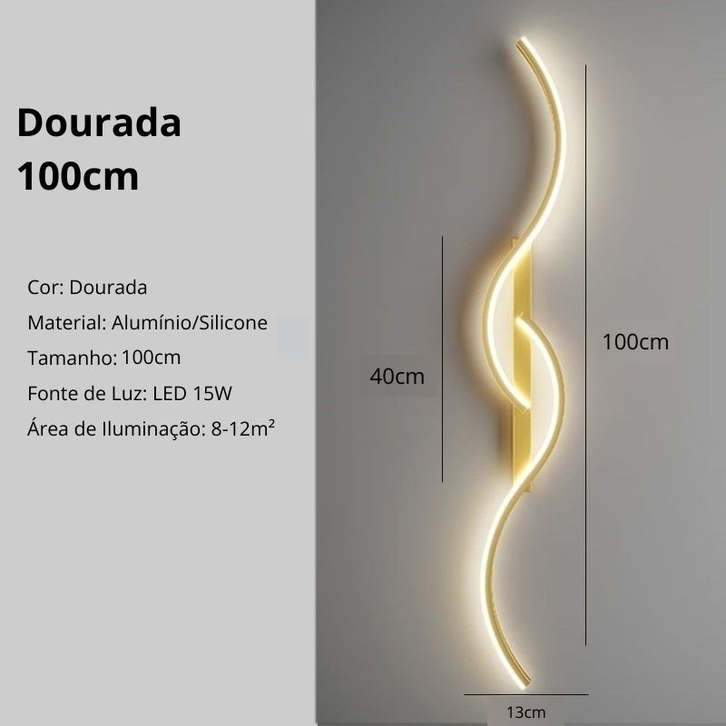 Arandela de Parede Interna com Design Onda Dupla para Iluminação Decorativa