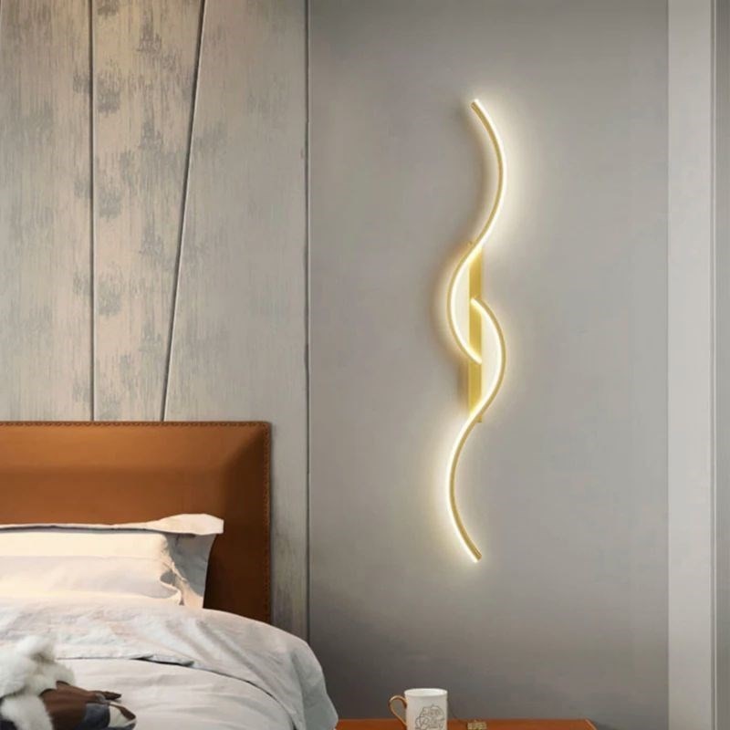 Arandela de Parede Interna com Design Onda Dupla para Iluminação Decorativa