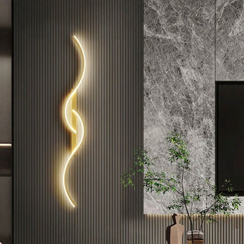 Arandela de Parede Interna com Design Onda Dupla para Iluminação Decorativa