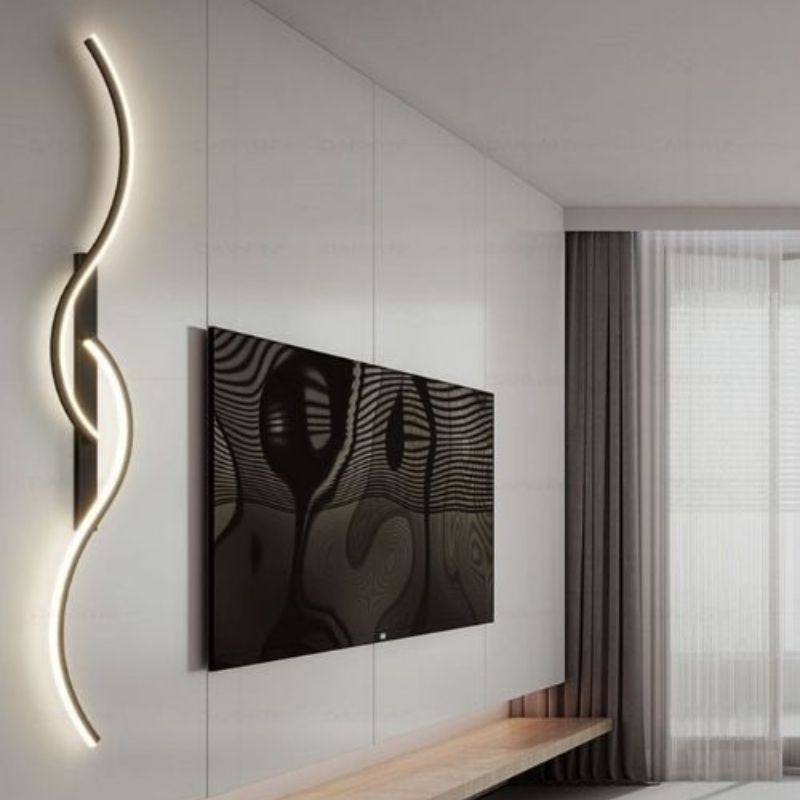 Arandela de Parede Interna com Design Onda Dupla para Iluminação Decorativa