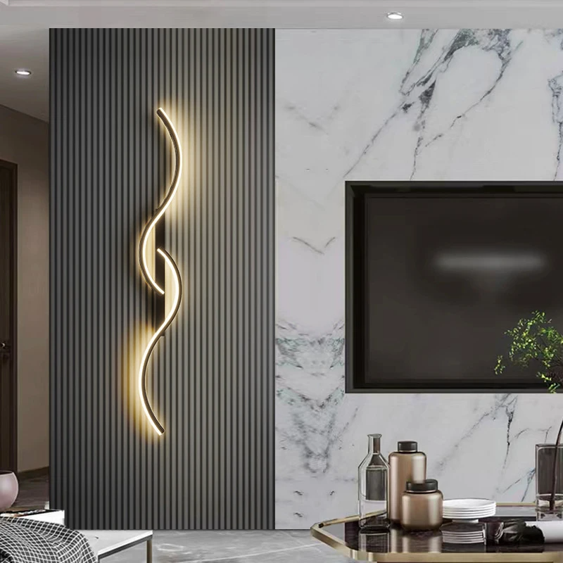 Arandela de Parede Interna com Design Onda Dupla para Iluminação Decorativa