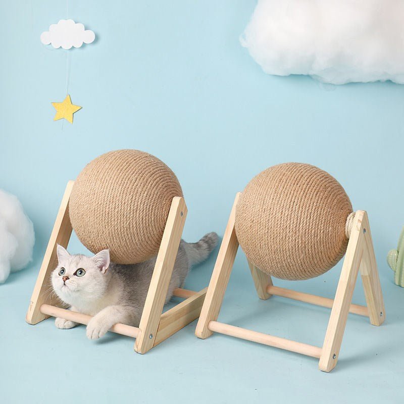 Arranhador para Gatos com Bola Giratória - Brinquedo Interativo para Entretenimento e Exercício