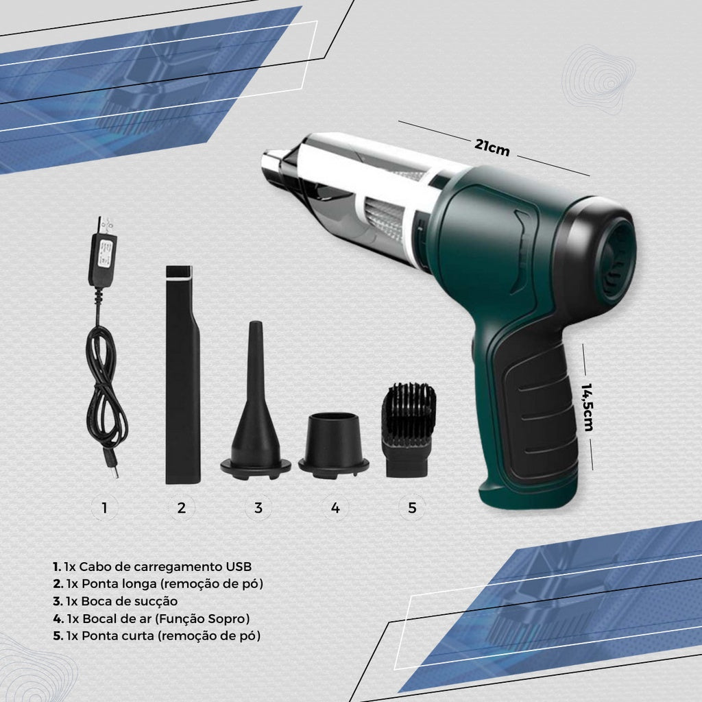 Aspirador Portátil USB 3 em 1 Multifuncional para Limpeza