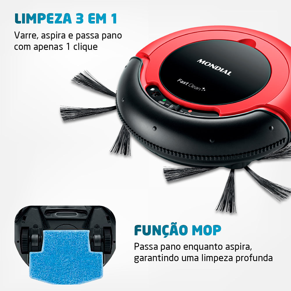 Robô Aspirador Multifuncional 3 em 1 Bivolt - Limpeza Inteligente