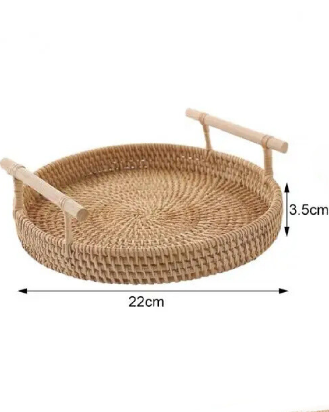 Bandeja Decorativa Redonda de Rattan para Cantinho do Café