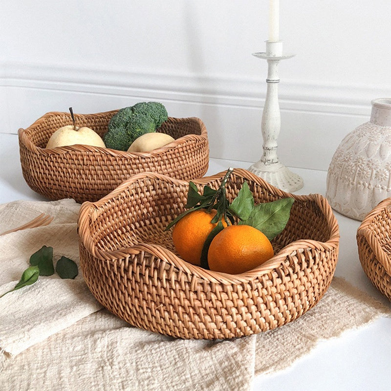Bandeja Decorativa Redonda em Vime Rattan para Mesa