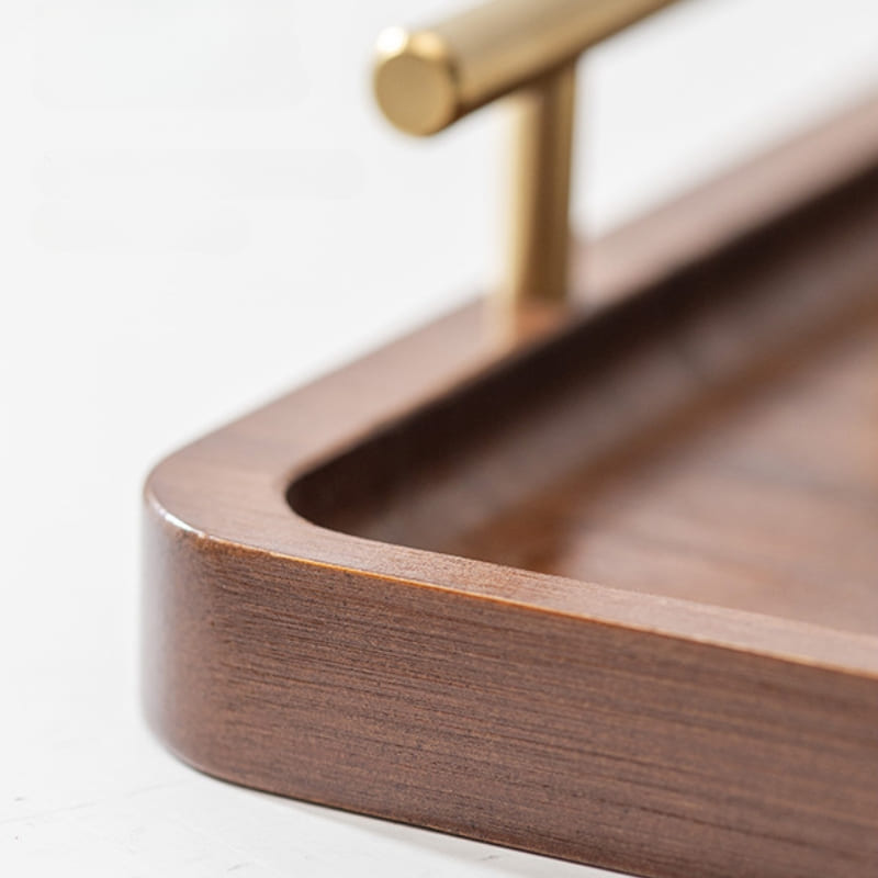 Bandeja Decorativa Retangular de Madeira com Alça para Servir