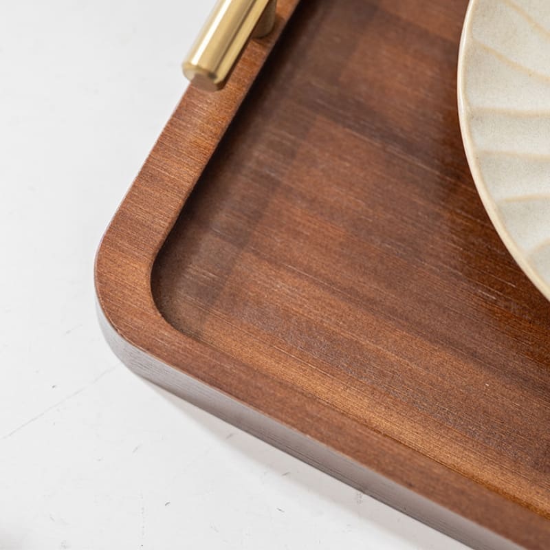 Bandeja Decorativa Retangular de Madeira com Alça para Servir