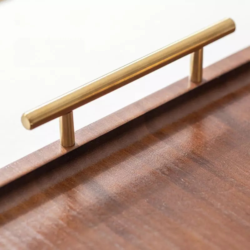 Bandeja Decorativa Retangular de Madeira com Alça para Servir