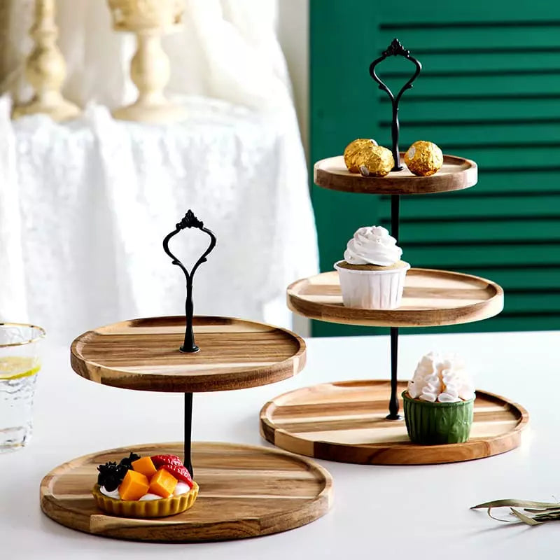Bandeja de Madeira para Doces com Suporte - Ideal para Festas e Decoração