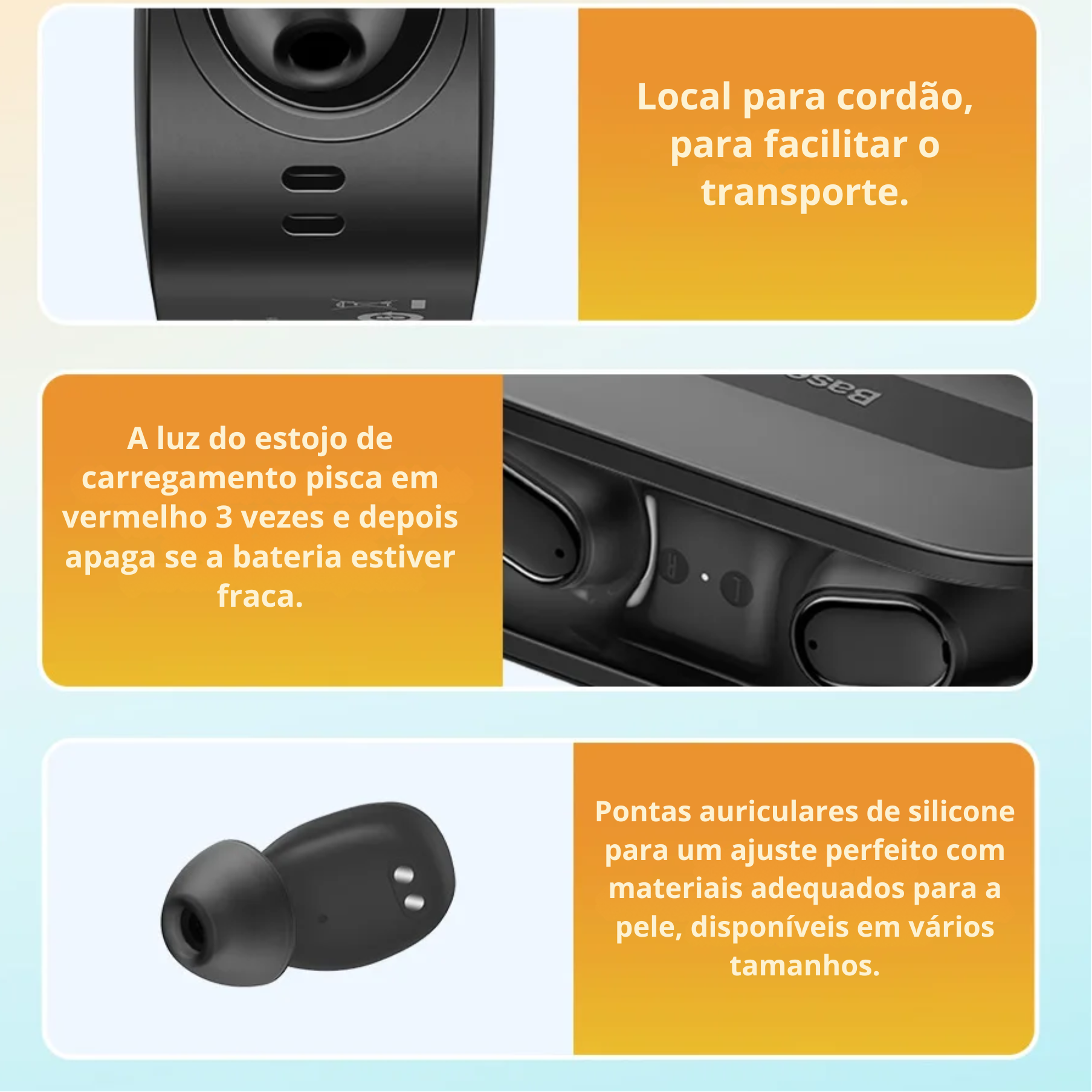 Fone de Ouvido Para Corrida Esportivo Bluetooth Baseus EZ10 Para um Estilo de Vida Ativo