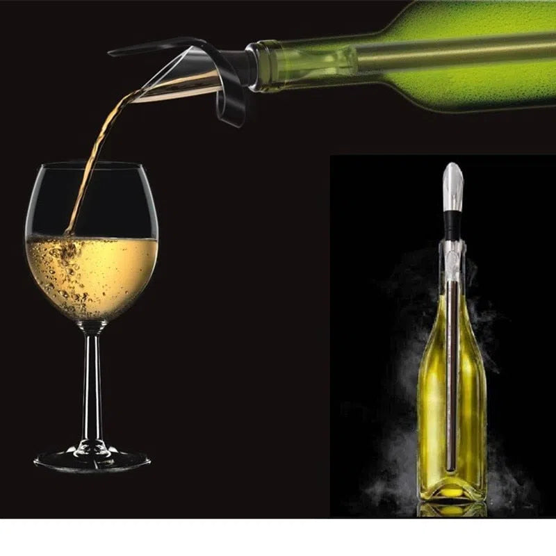 Bastão Resfriador de Vinho com Aerador de Aço Inoxidável