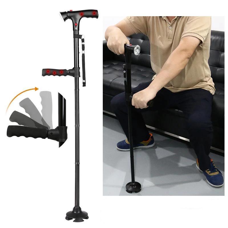 Bengala Super Multifuncional com 4 Pés Ajustáveis para Mobilidade e Apoio