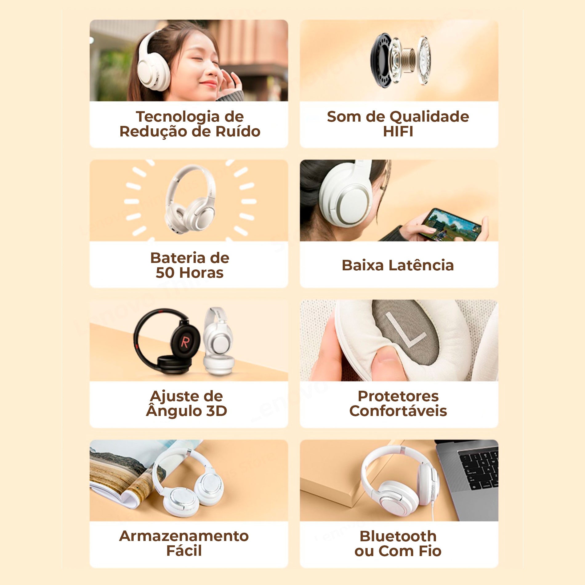 Headphone Bluetooth Profissional Fone de ouvido Branco TH40 Wireless Stereo