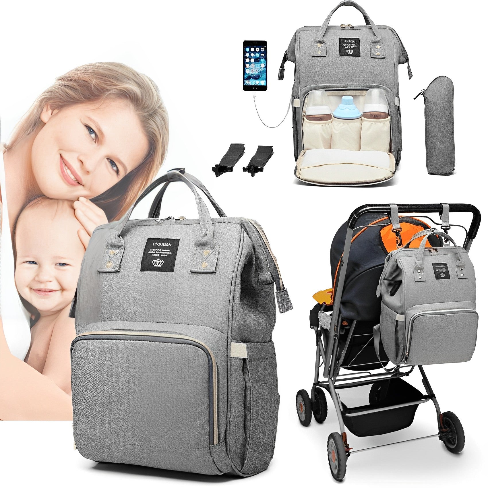 Bolsa Mochila Maternidade com Conexão USB