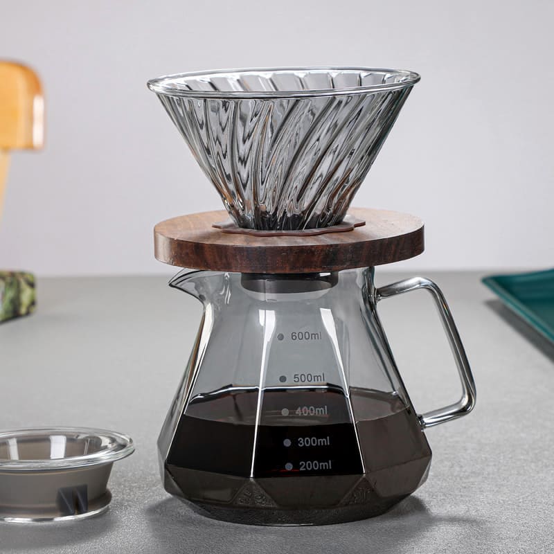 Bule de Café em Vidro Borossilicato com Coador Hario V60