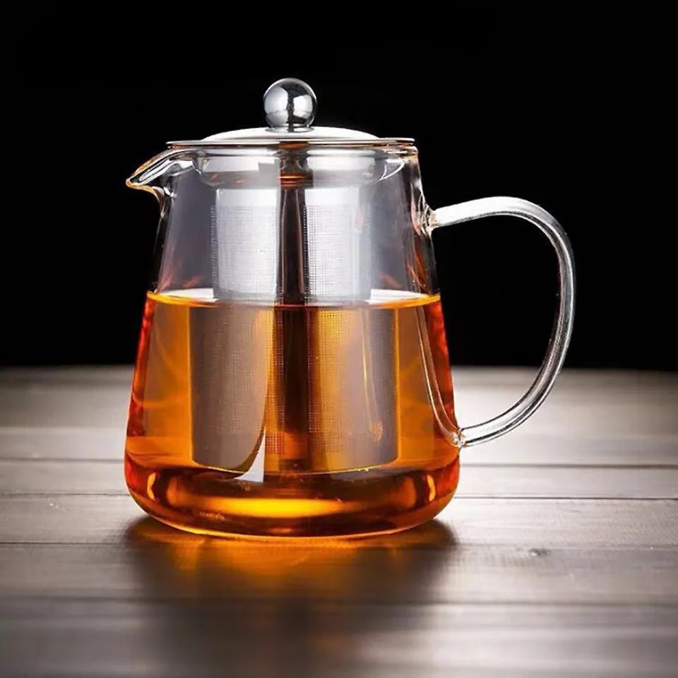 Bule de Chá em Vidro com Infusor de Aço Inoxidável