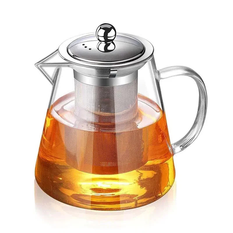 Bule de Chá em Vidro com Infusor de Aço Inoxidável