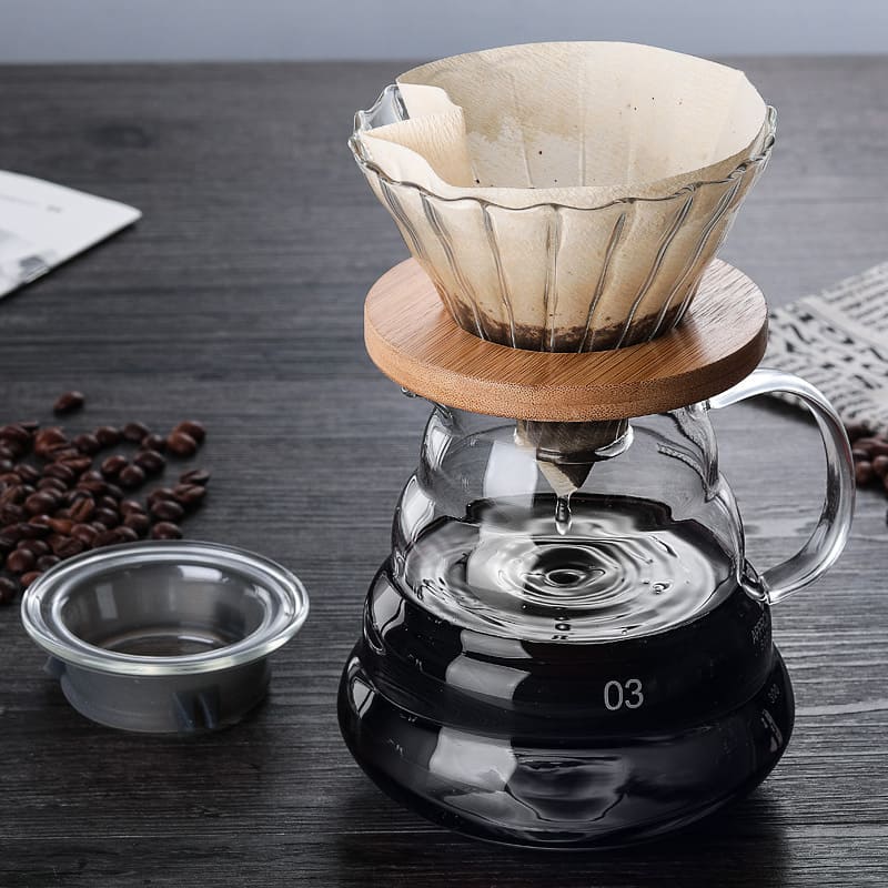 Cafeteira de Vidro Borossilicato com Coador Hario V60 para Preparar Café