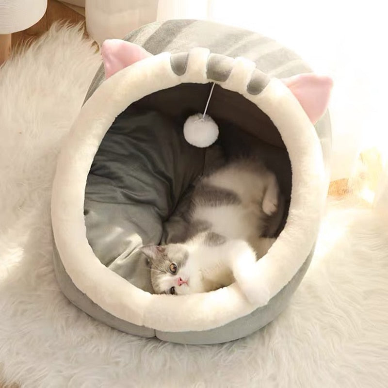 Cama para Gatos Toca de Peluche Suave y Cómoda