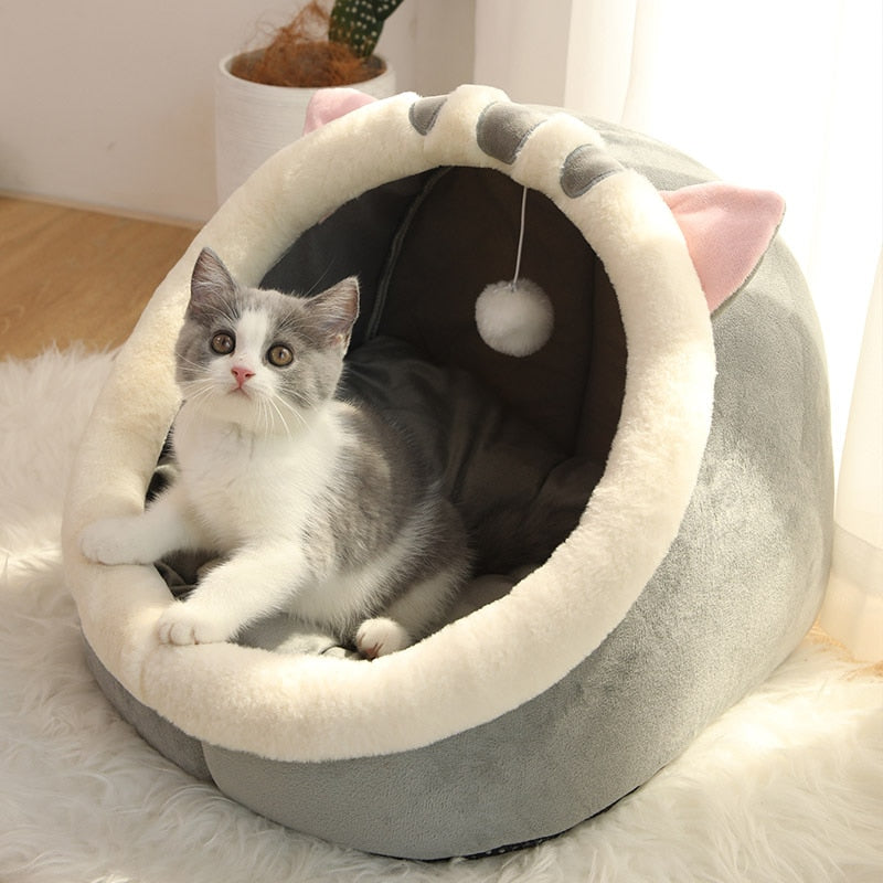 Cama para Gatos Toca de Peluche Suave y Cómoda
