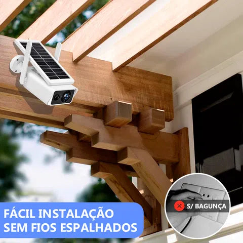 Câmera de Segurança 4K à Prova D'Água com Painel Solar Integrado