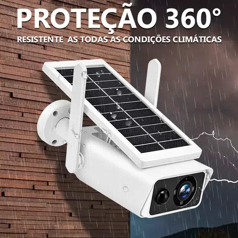 Câmera de Segurança 4K à Prova D'Água com Painel Solar Integrado