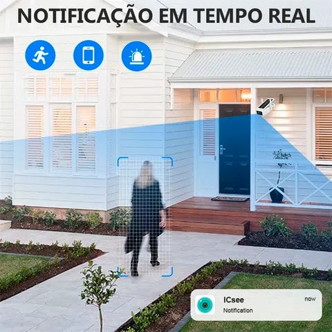 Câmera de Segurança 4K à Prova D'Água com Painel Solar Integrado