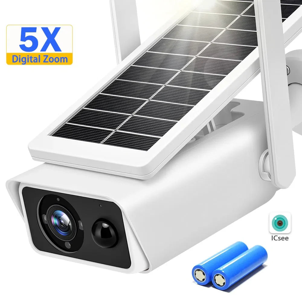Câmera de Segurança 4K à Prova D'Água com Painel Solar Integrado