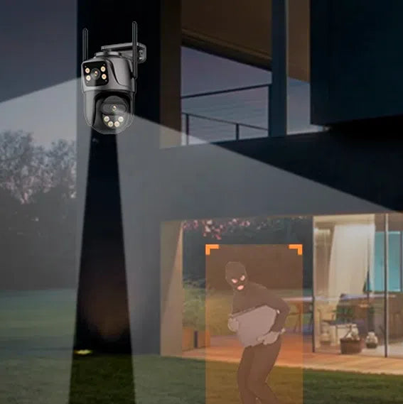 Câmera de Segurança Dual Vision 360 Ultra HD 4K com Visão Noturna e Conectividade Wi-Fi