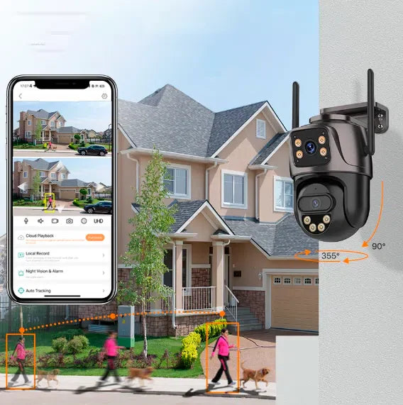 Câmera de Segurança Dual Vision 360 Ultra HD 4K com Visão Noturna e Conectividade Wi-Fi