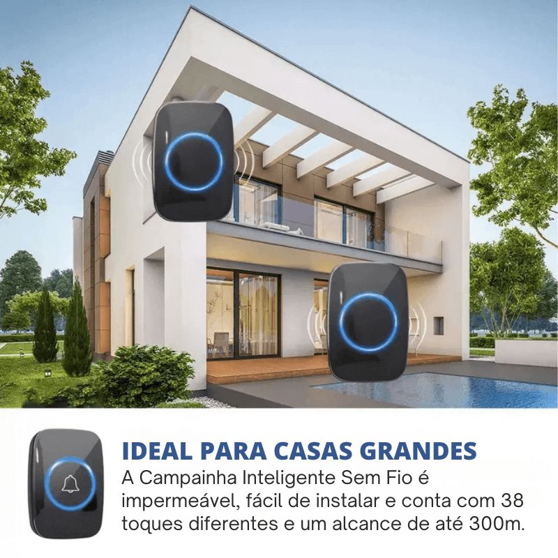Campainha Inteligente Sem Fio - Conexão Wi-Fi, Função de Vídeo e Intercomunicador