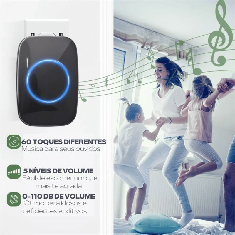 Campainha Inteligente Sem Fio - Conexão Wi-Fi, Função de Vídeo e Intercomunicador