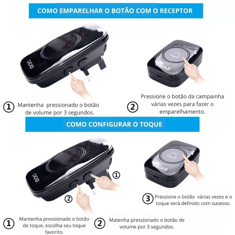 Campainha Inteligente Sem Fio - Conexão Wi-Fi, Função de Vídeo e Intercomunicador