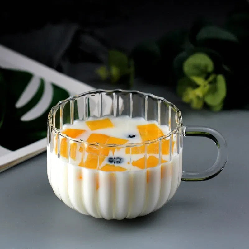 Caneca de Vidro Canelada 400ml - Ideal para Bebidas Quentes e Frias