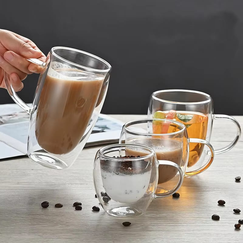 Caneca de Vidro com Parede Dupla para Café e Chá - Ideal para Cantinho do Café