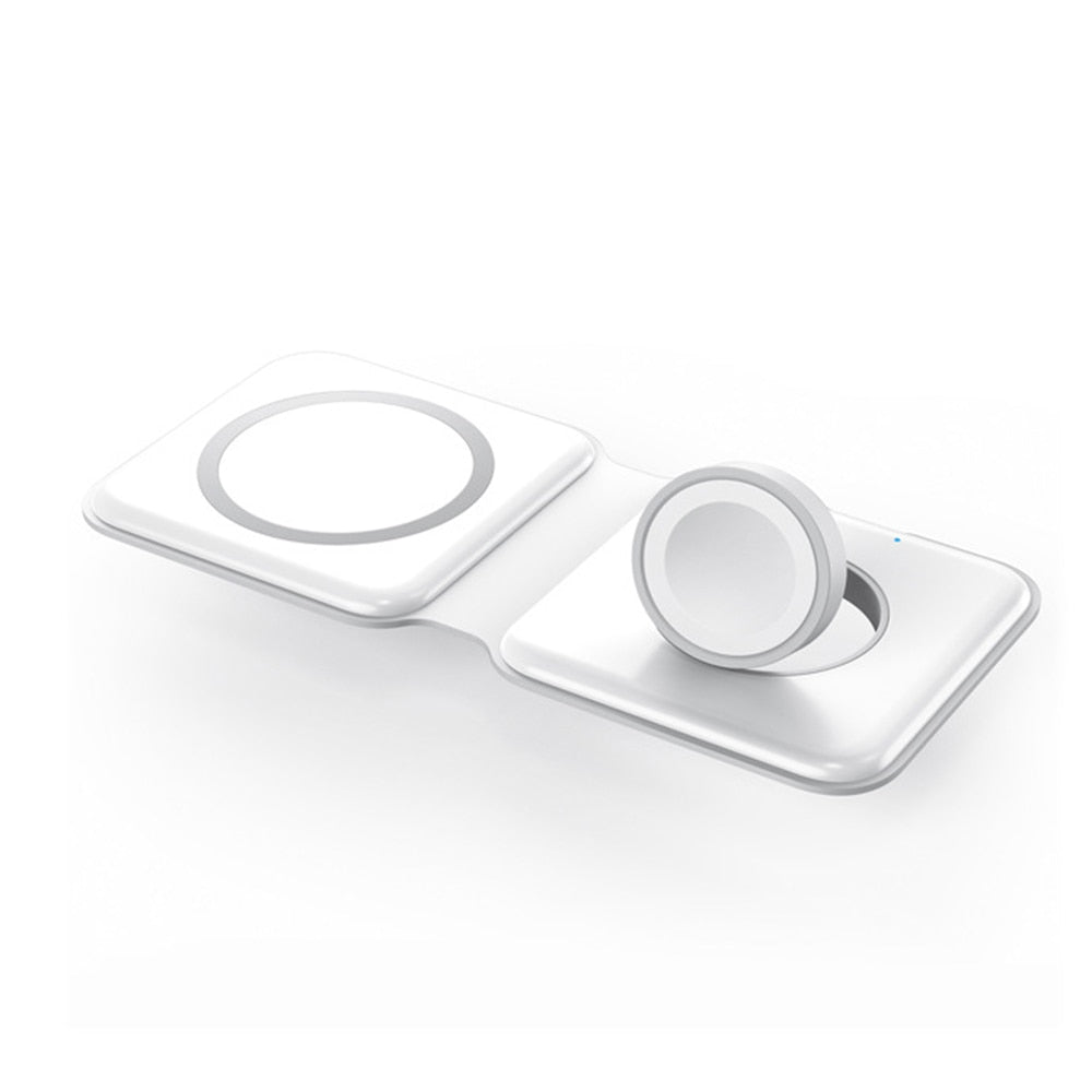 Carregador Indutivo Dobrável 3 em 1 com Suporte para Smartphone