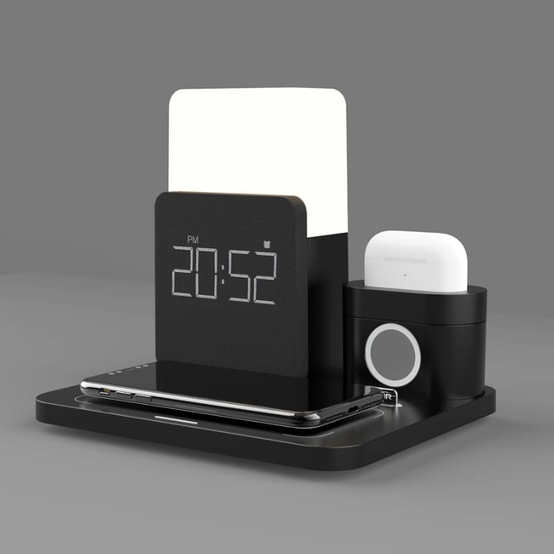 Carregador Indutivo com Luminária de Mesa e Função Despertador
