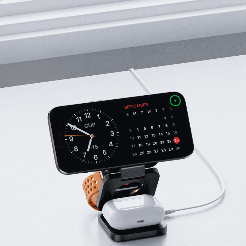 Carregador Indutivo para iPhone, Suporte para Apple Watch e AirPods