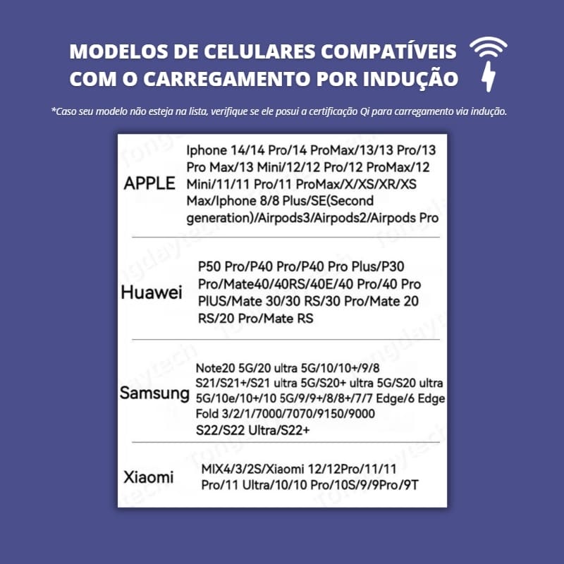 Carregador Indutivo para iPhone e Samsung com Despertador e Luminária Integrados
