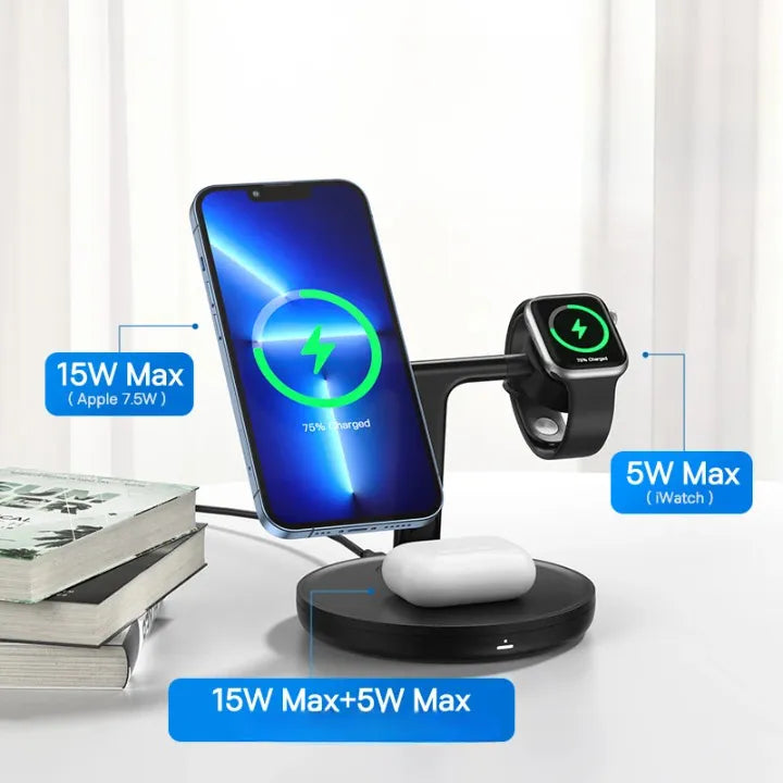 Carregador Magnético 3 em 1 com Suporte - Baseus Original